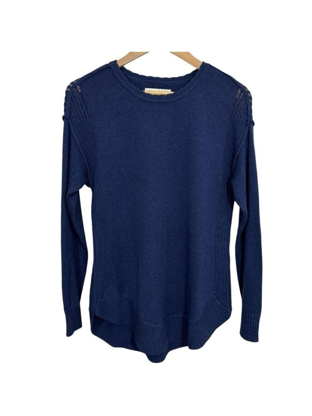 Aventura Pima Cotton/Merino Wool Knit Sweater Womens S Navy Blue Minimalist EUC